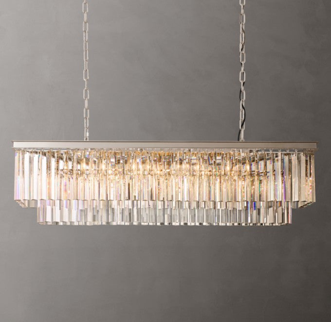 1920s Odeon Rectangular Crystal Chandelier