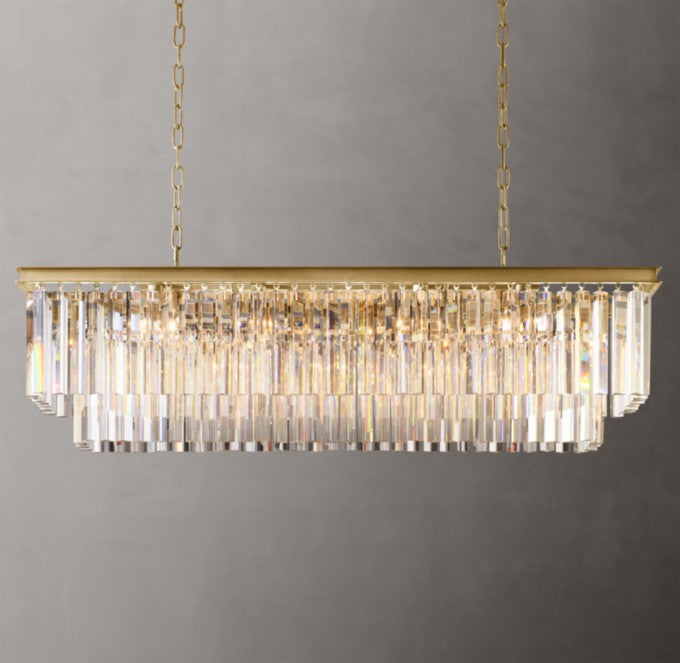 1920s Odeon Rectangular Crystal Chandelier