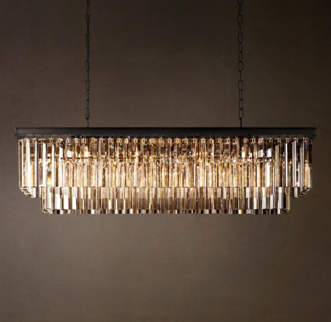 1920s Odeon Rectangular Crystal Chandelier