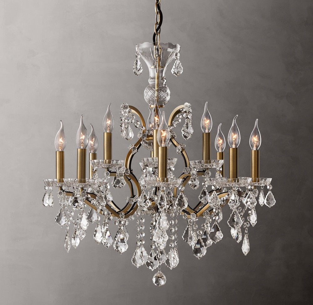 19th Century Rococo Iron and Crystal Chandelier