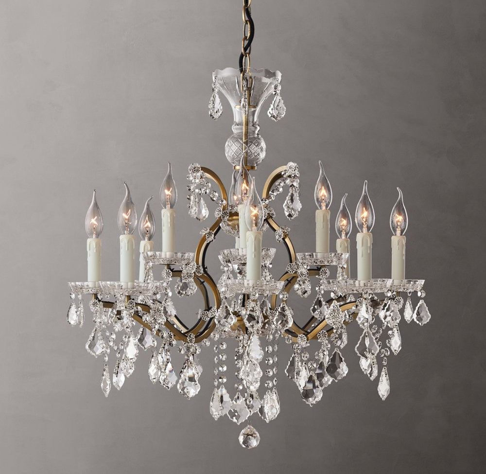19th Century Rococo Iron and Crystal Chandelier