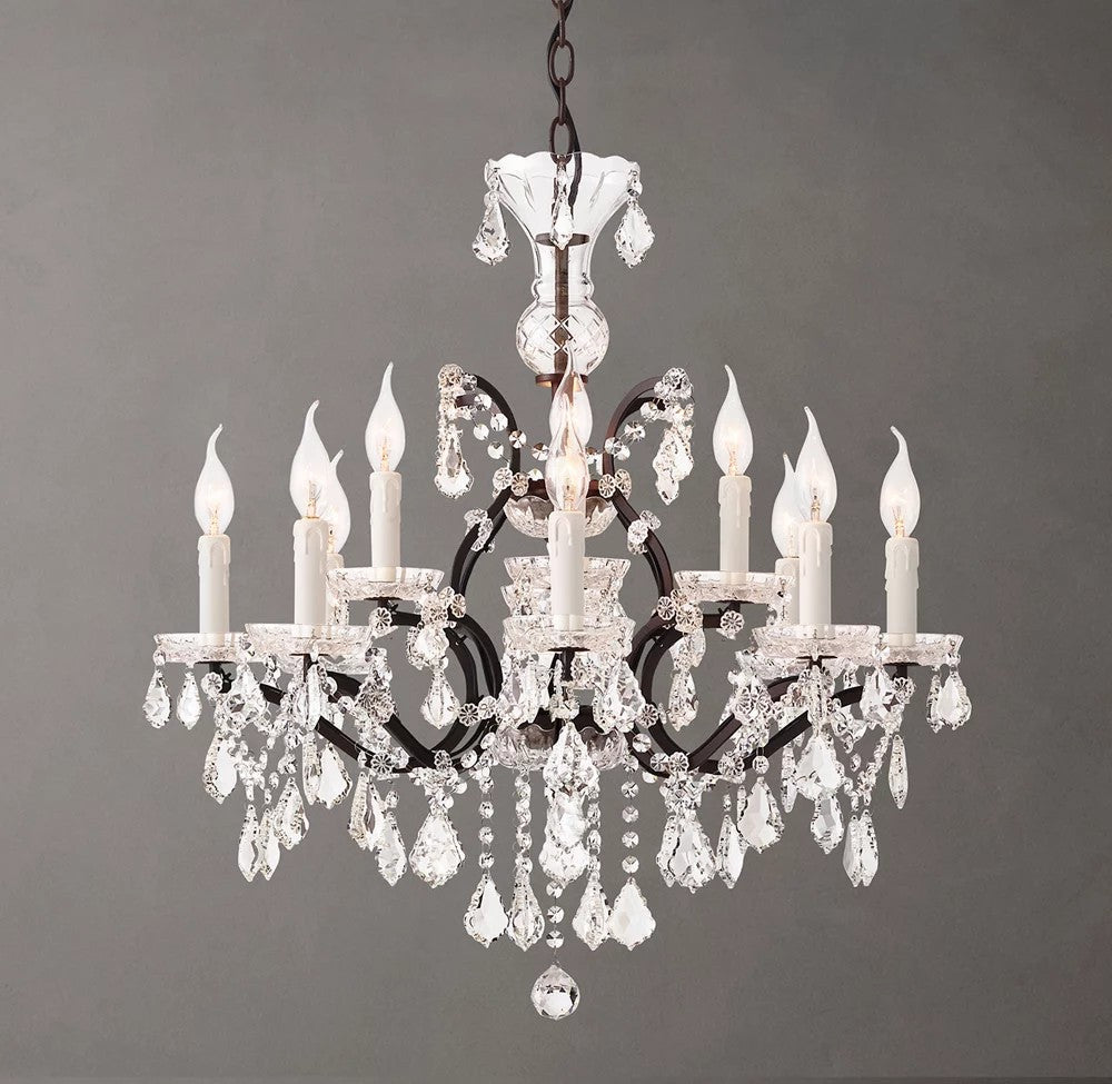 19th Century Rococo Iron and Crystal Chandelier
