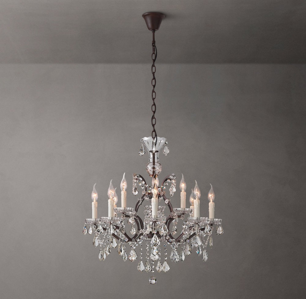 19th Century Rococo Iron and Crystal Chandelier
