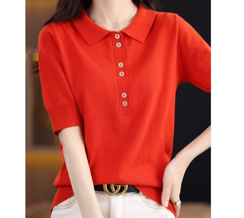 Aurelle Button Polo