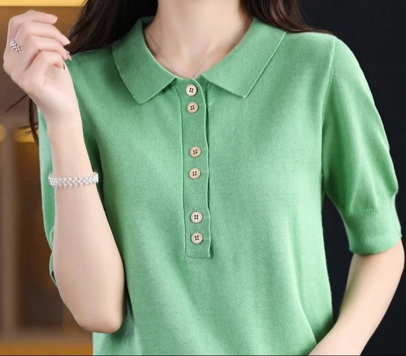 Aurelle Button Polo