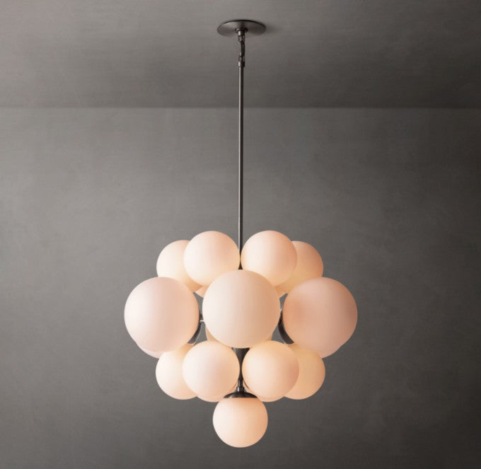 Cirque Brass Cluster Chandelier with Opal Glass