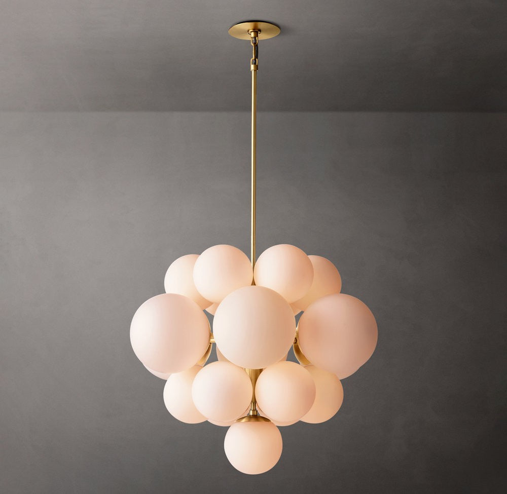 Cirque Brass Cluster Chandelier with Opal Glass
