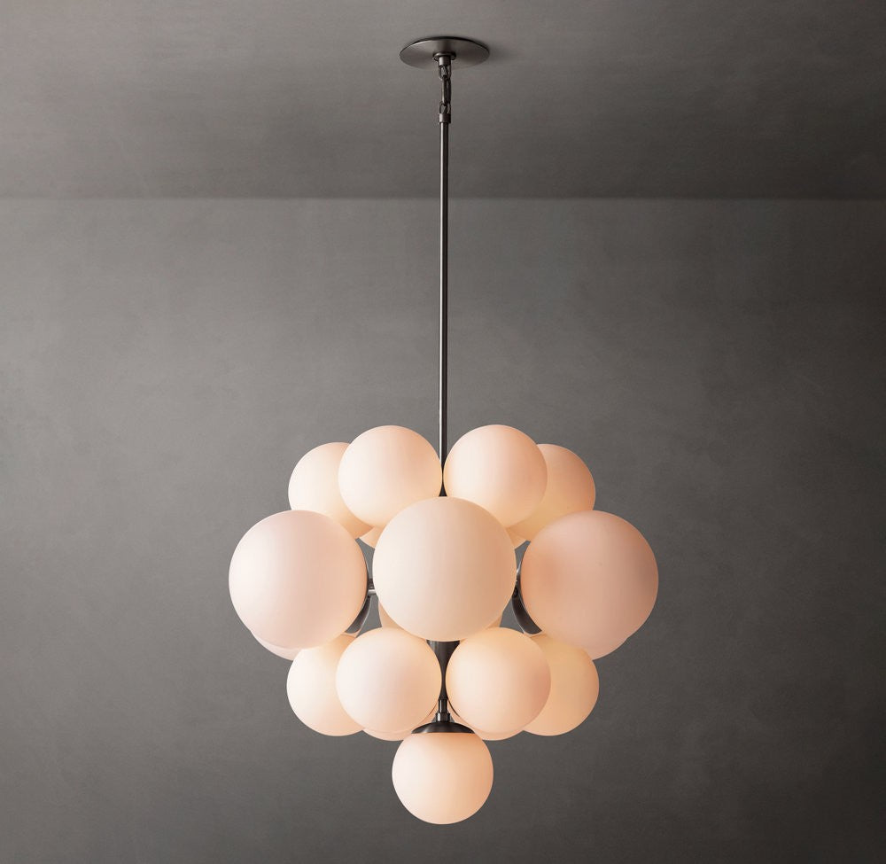 Cirque Brass Cluster Chandelier with Opal Glass