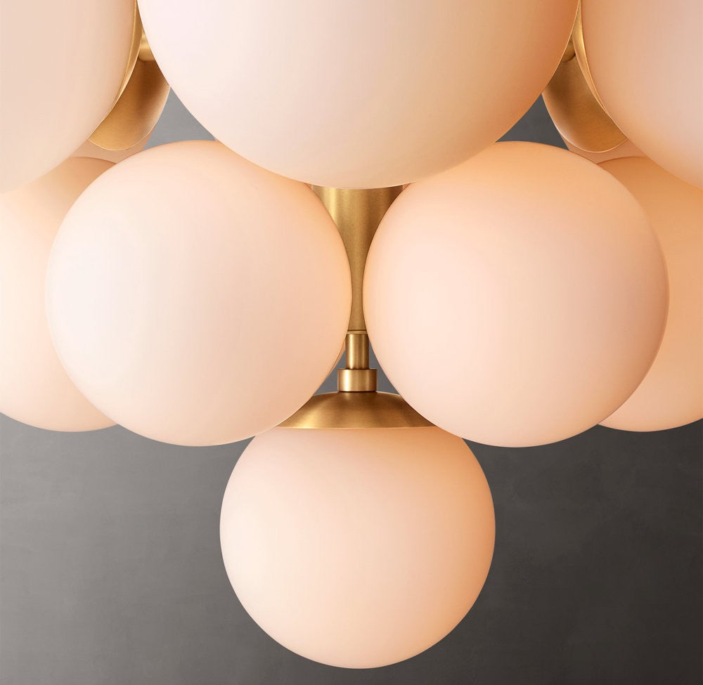Cirque Brass Cluster Chandelier with Opal Glass