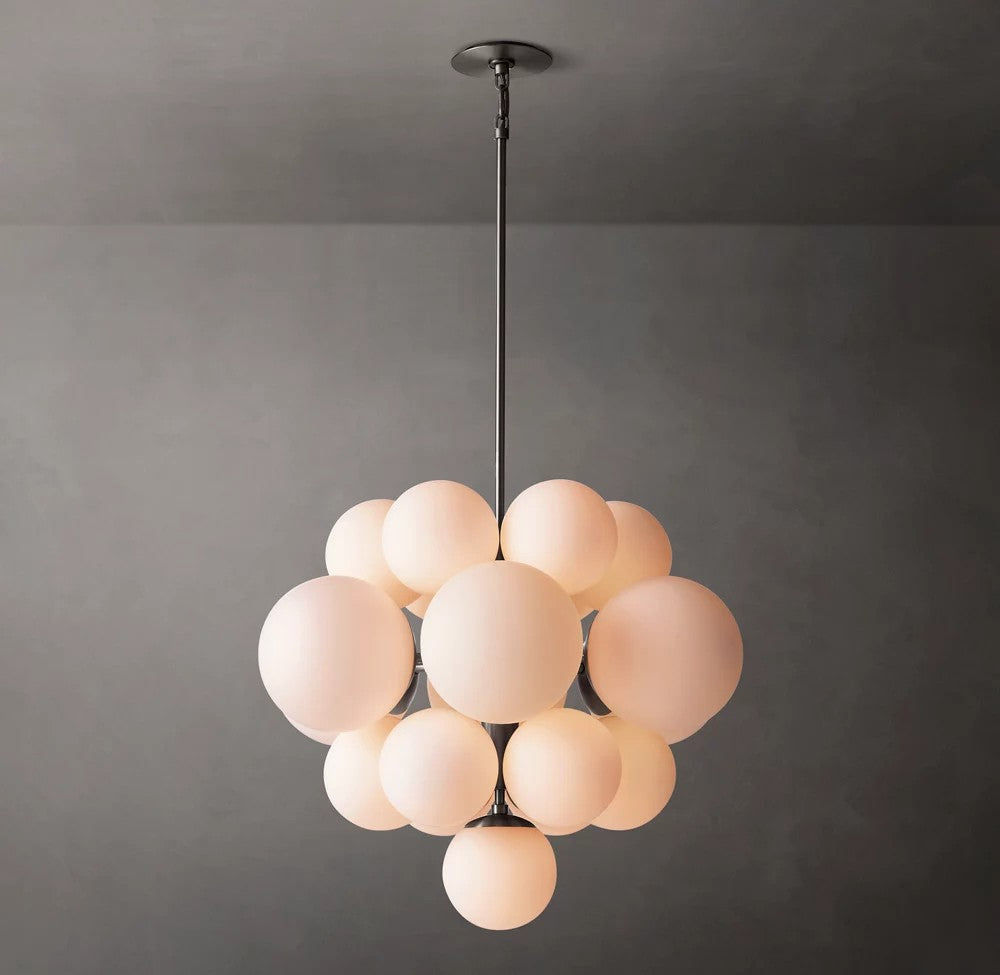 Cirque Brass Cluster Chandelier with Opal Glass