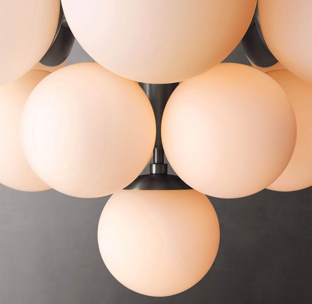 Cirque Brass Cluster Chandelier with Opal Glass