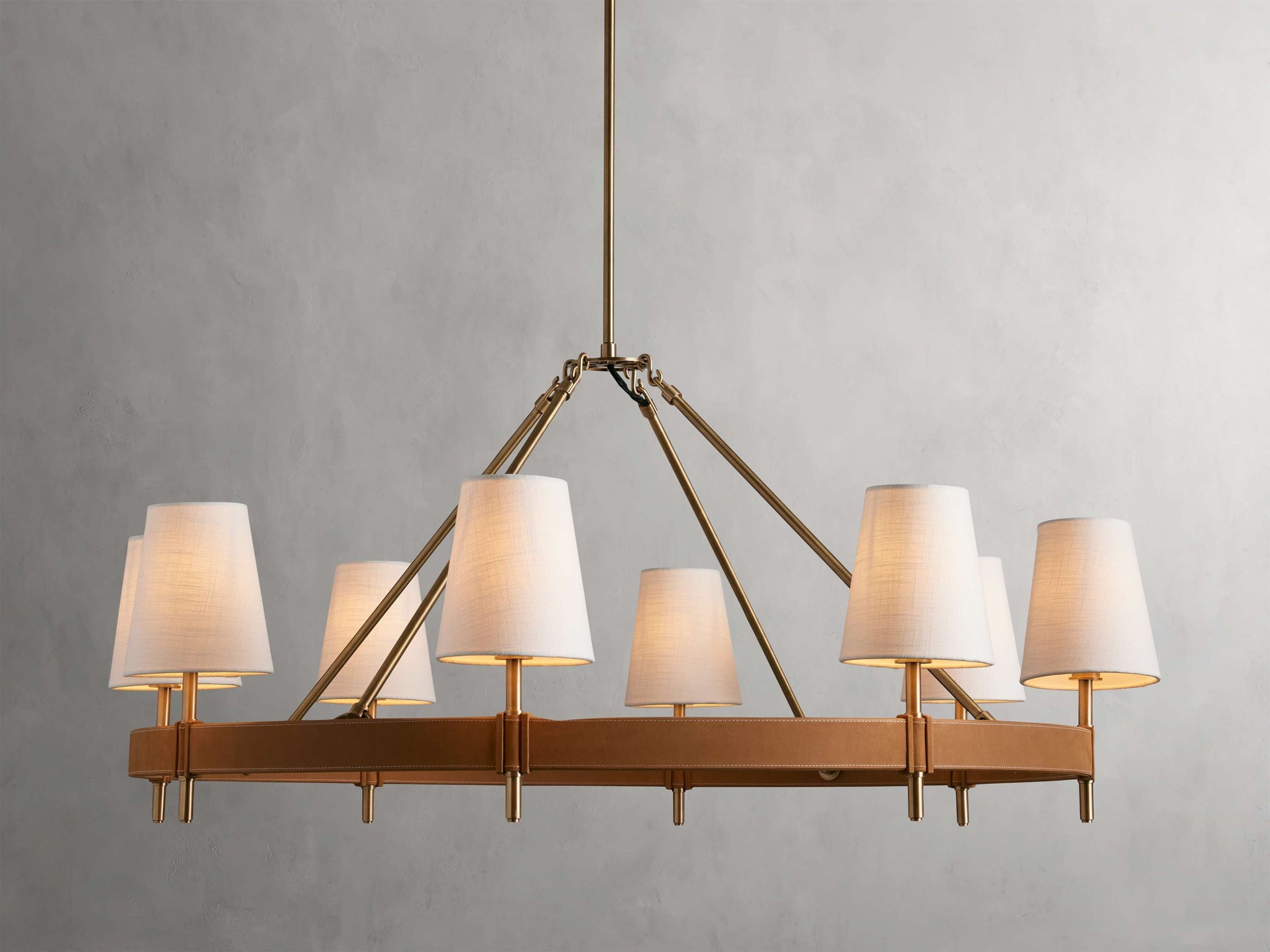 Hastings Mid-Century Brass Round Chandelier