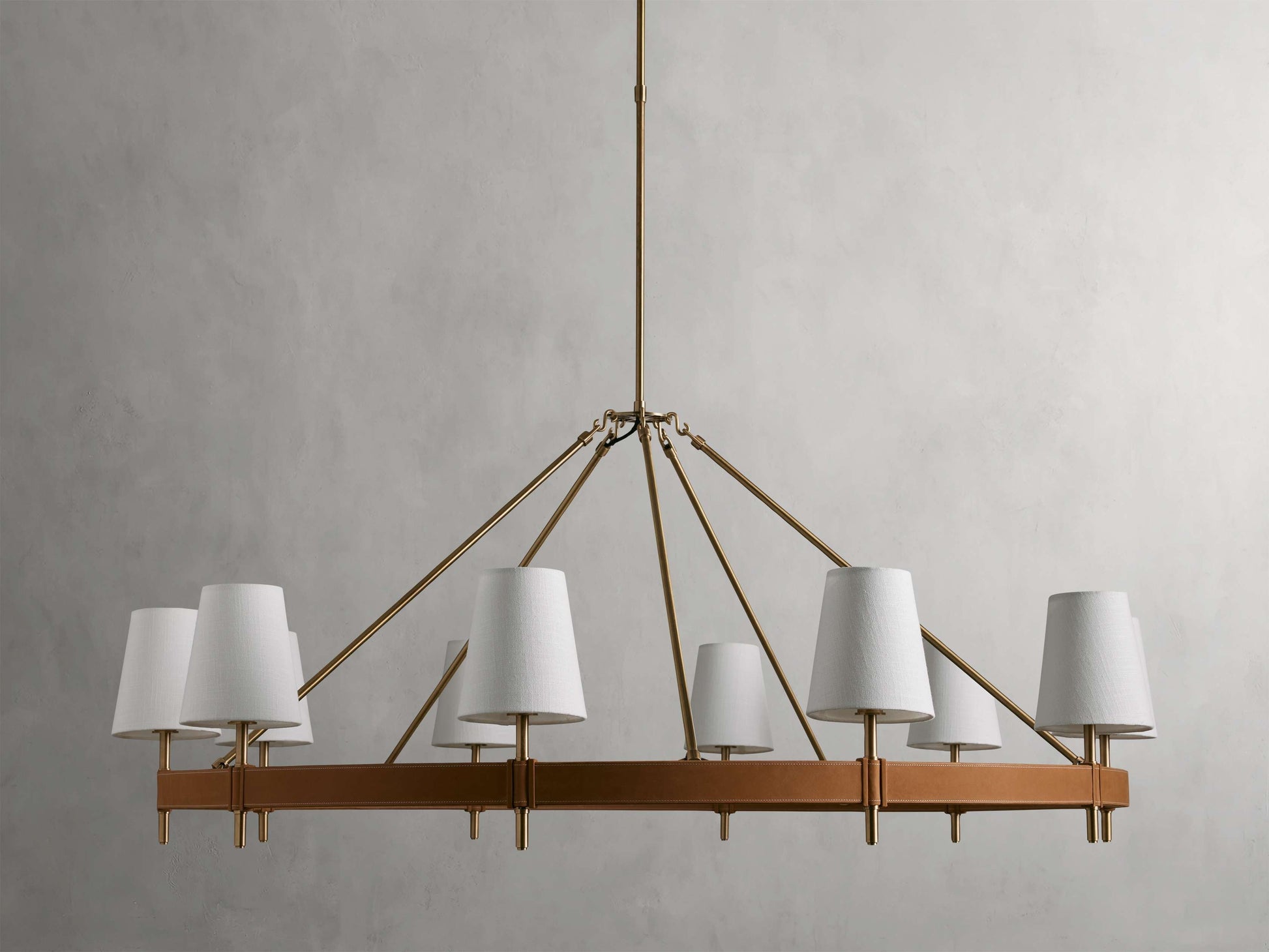 Hastings Mid-Century Brass Round Chandelier