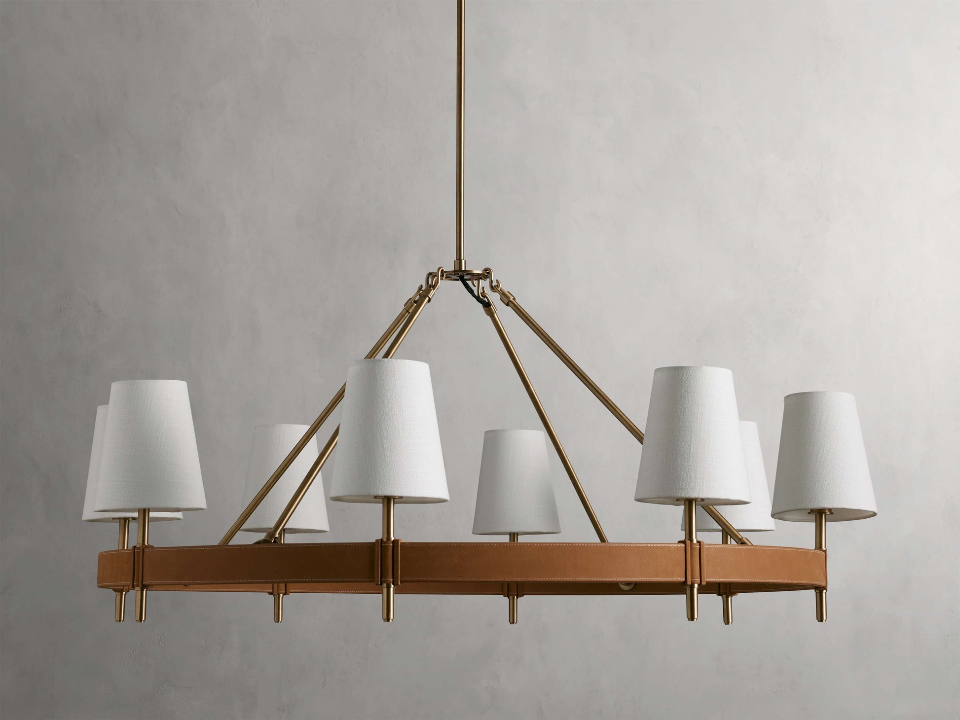 Hastings Mid-Century Brass Round Chandelier