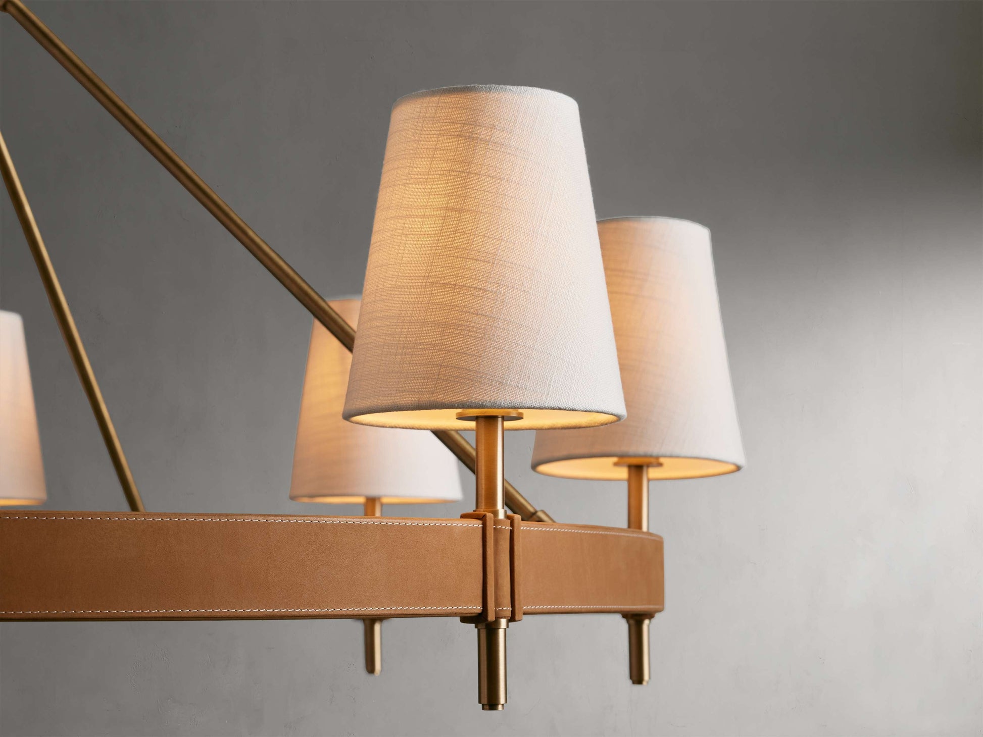 Hastings Mid-Century Brass Round Chandelier