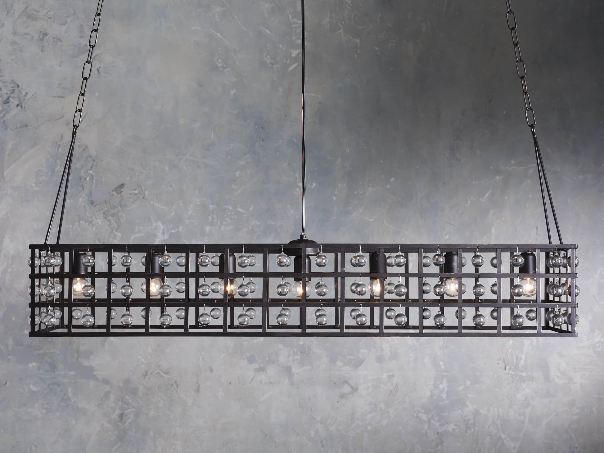 La Cage Bronze Rectangular Industrial Chandelier