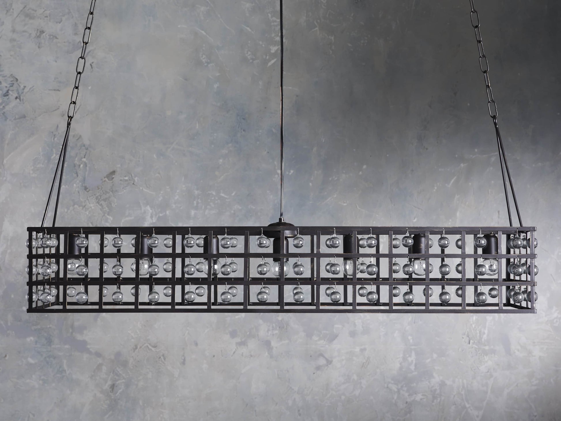 La Cage Bronze Rectangular Industrial Chandelier