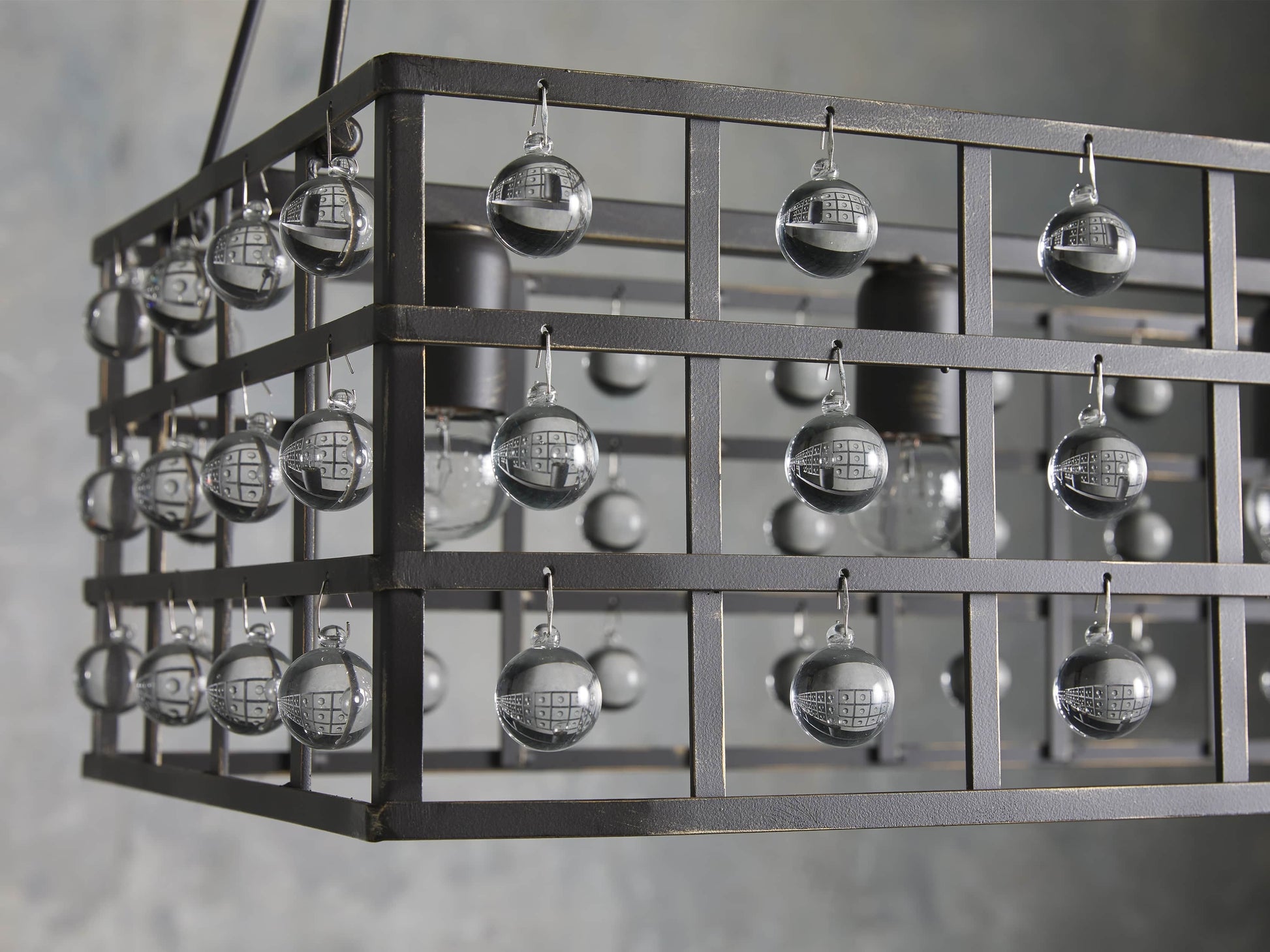 La Cage Bronze Rectangular Industrial Chandelier