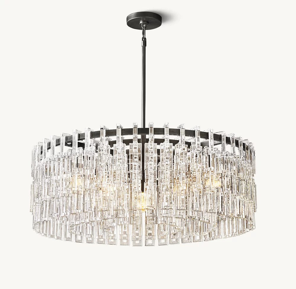 Marignan Brass and Crystal Round Chandelier