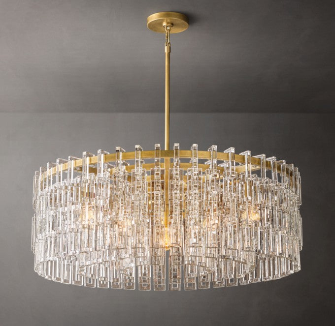 Marignan Brass and Crystal Round Chandelier