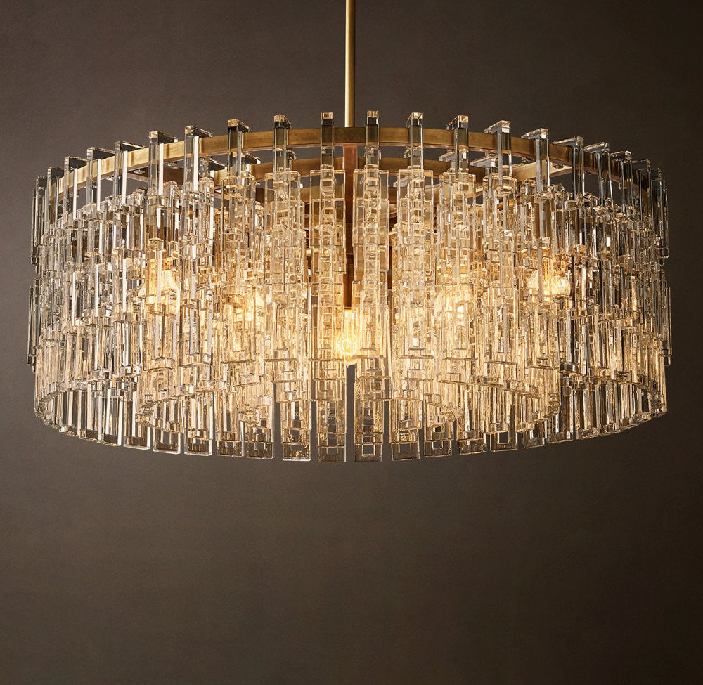 Marignan Brass and Crystal Round Chandelier