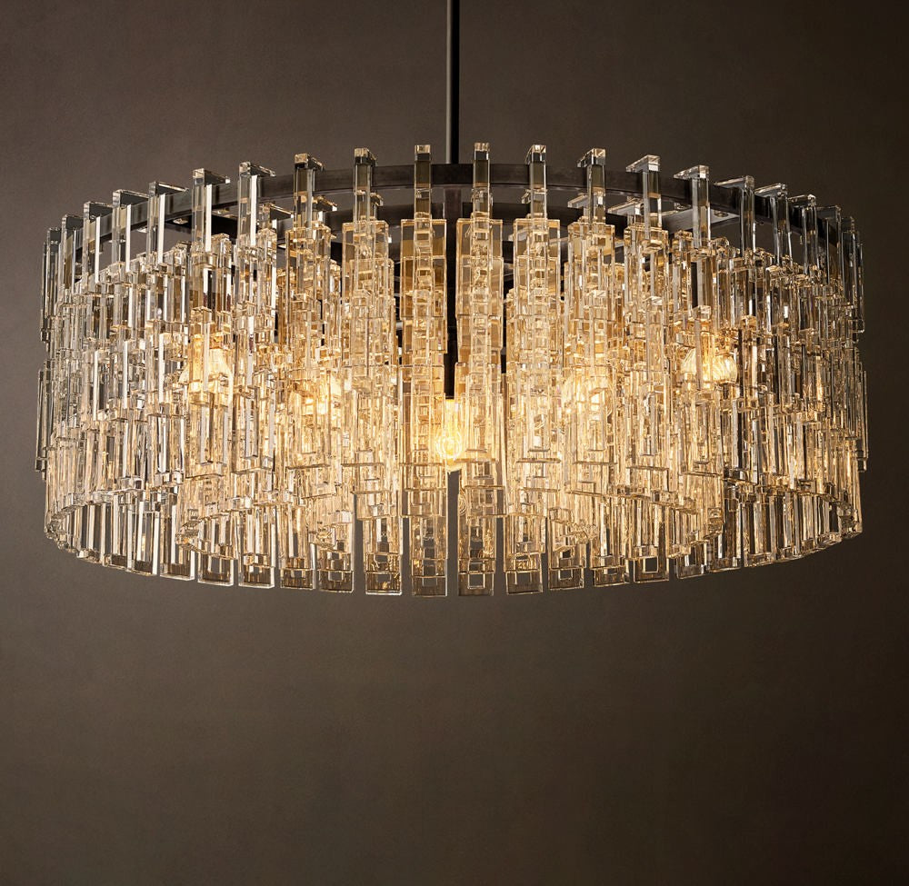 Marignan Brass and Crystal Round Chandelier