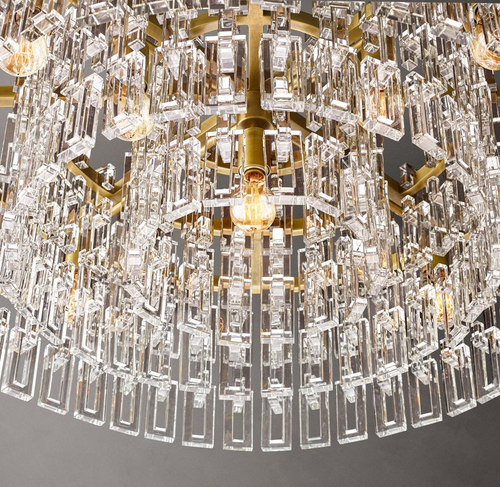 Marignan Brass and Crystal Round Chandelier