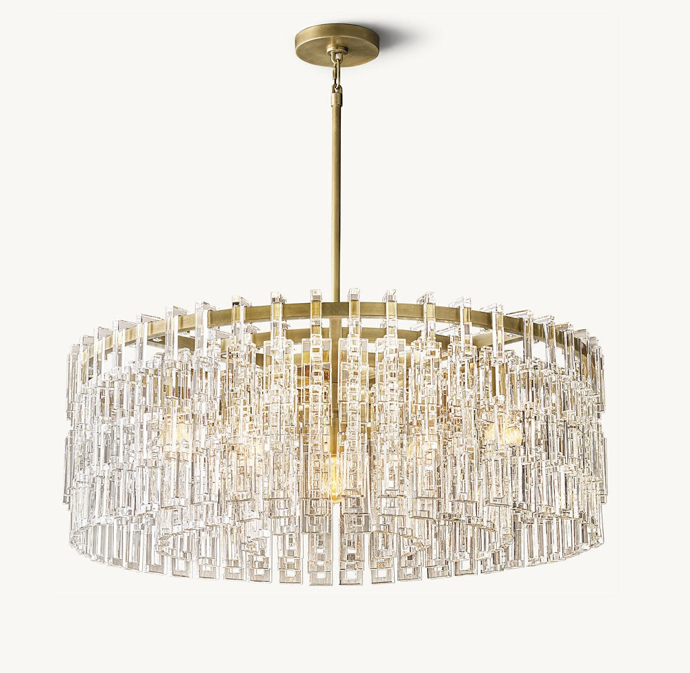 Marignan Brass and Crystal Round Chandelier