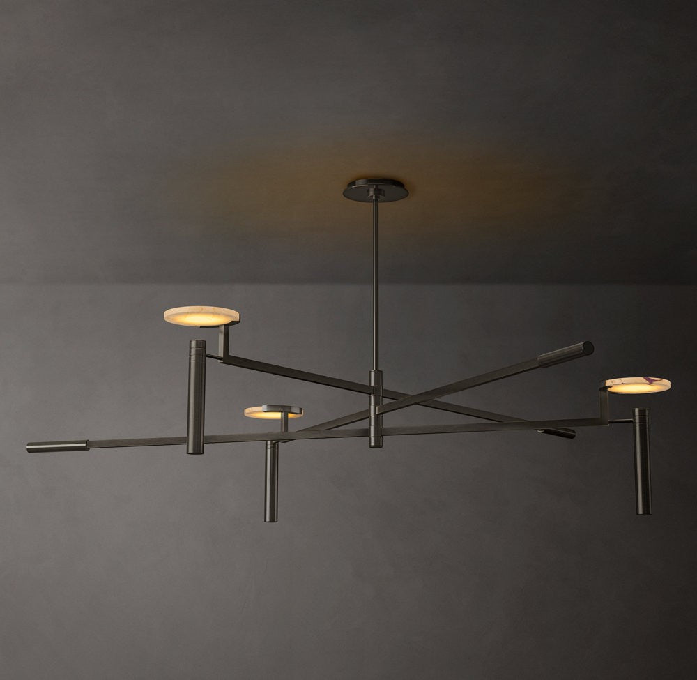 Melange Round Alabaster Disc Chandelier