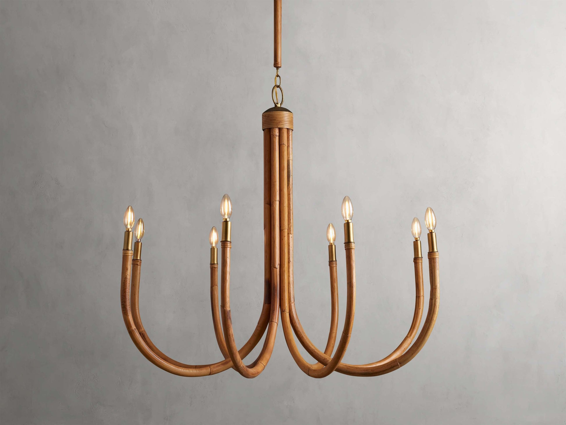 Ravda Rattan and Brass Round Chandelier