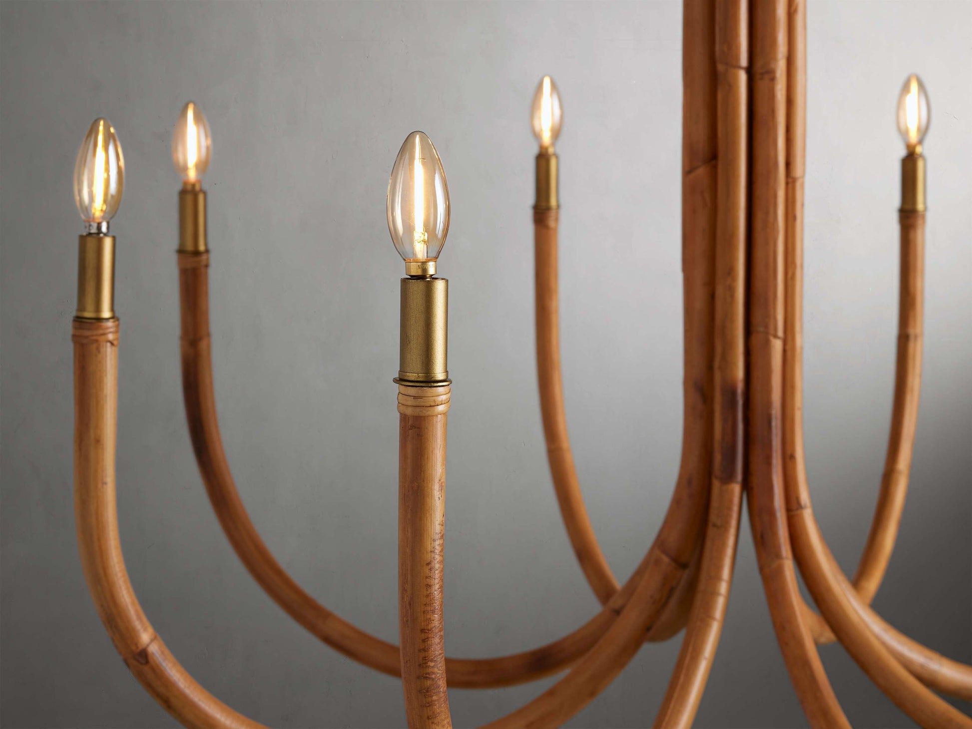 Ravda Rattan and Brass Round Chandelier