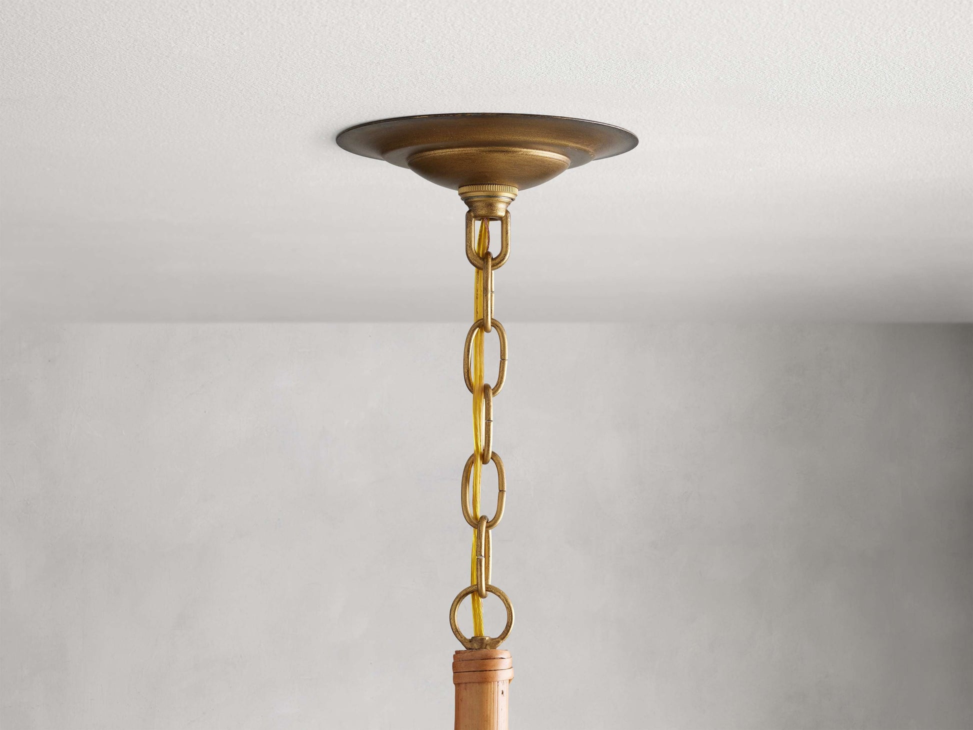 Ravda Rattan and Brass Round Chandelier
