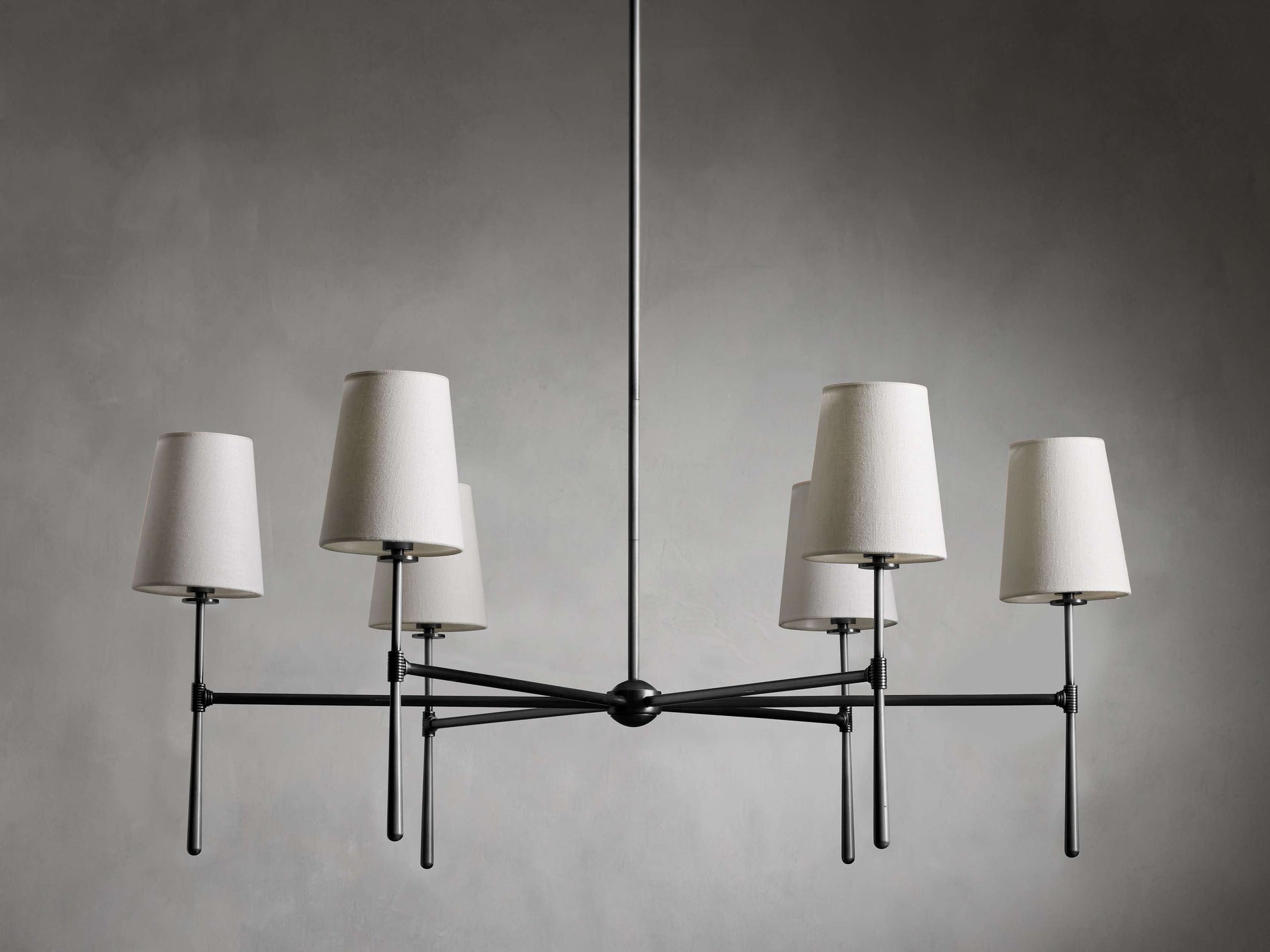 Rhodes Mid-Century Linen Shade Round Chandelier