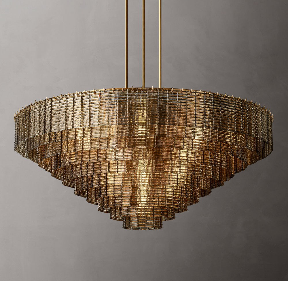 Sirene Smoke Glass Grand Round Chandelier