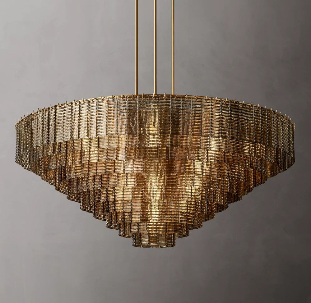 Sirene Smoke Glass Grand Round Chandelier