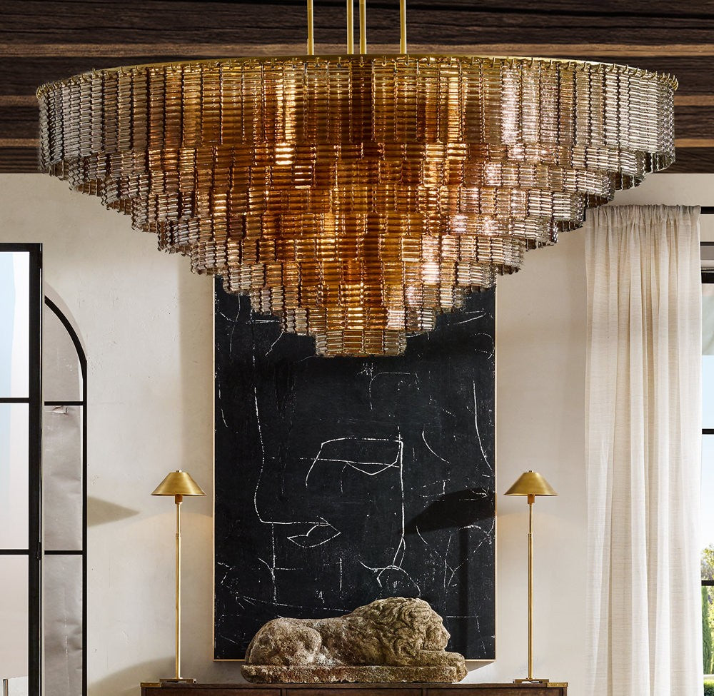 Sirene Smoke Glass Grand Round Chandelier