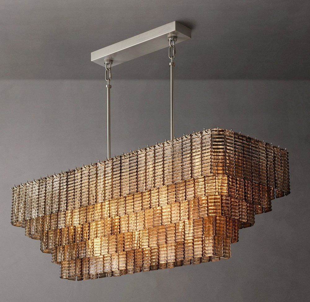 Sirene Smoke Glass Rectangular Chandelier