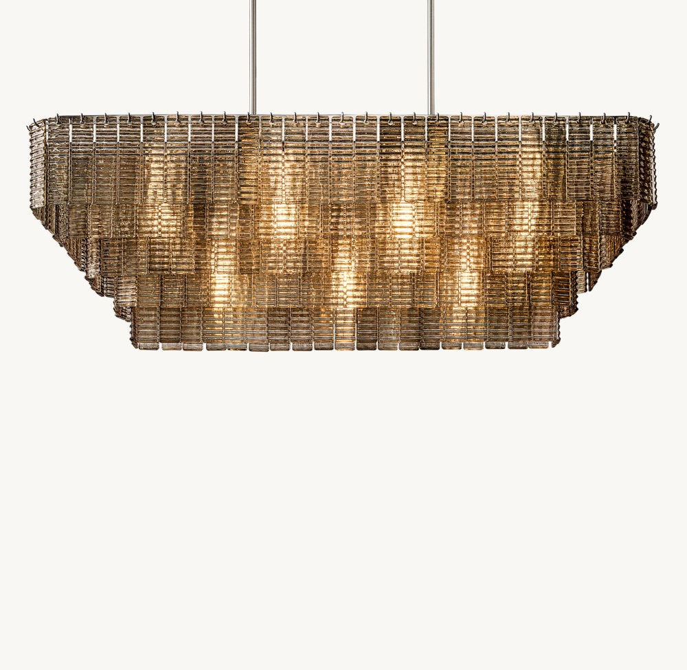 Sirene Smoke Glass Rectangular Chandelier