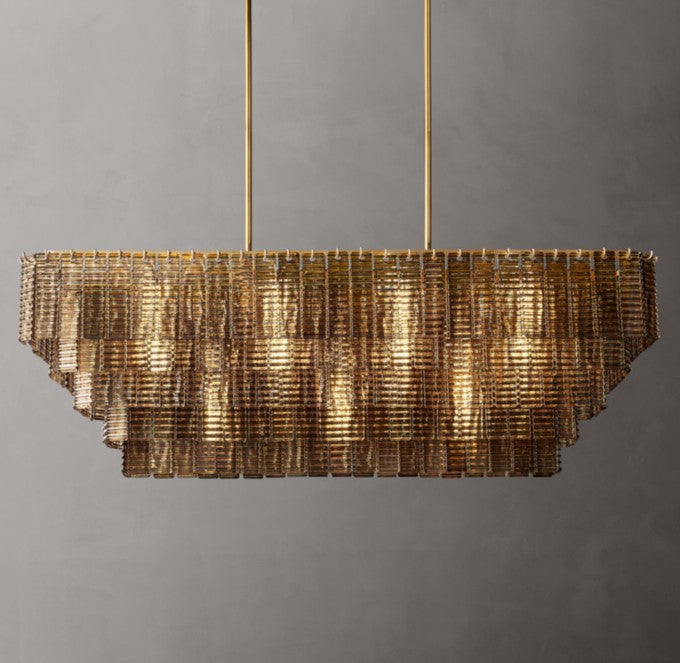 Sirene Smoke Glass Rectangular Chandelier