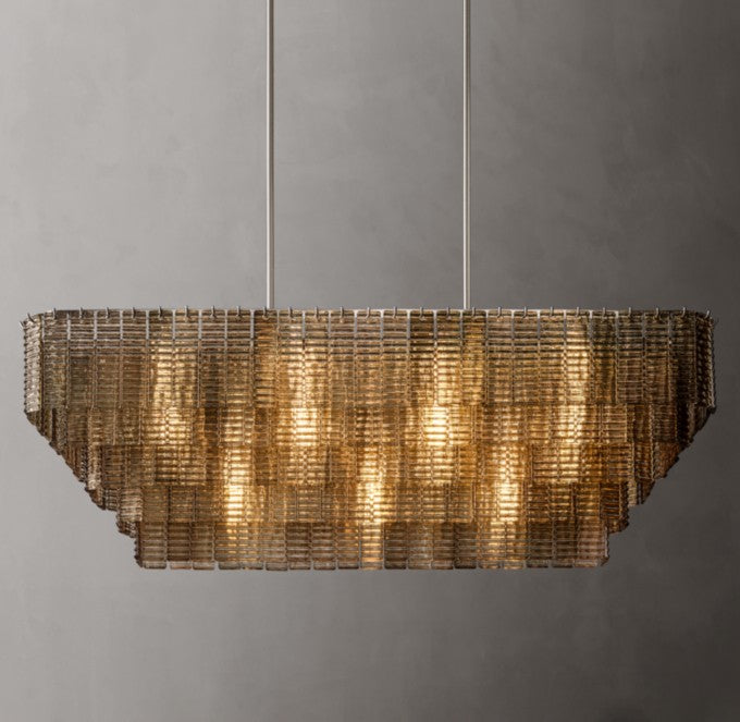 Sirene Smoke Glass Rectangular Chandelier