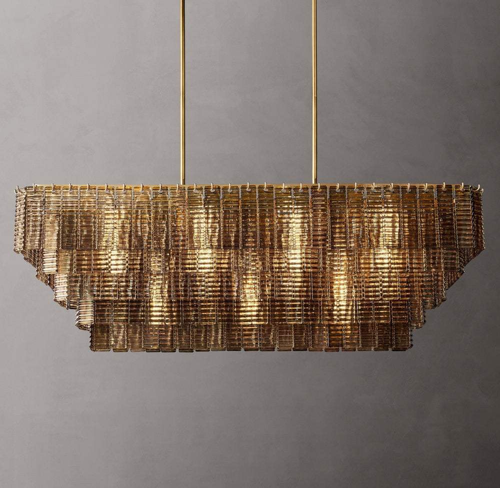 Sirene Smoke Glass Rectangular Chandelier