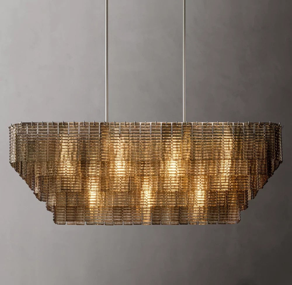 Sirene Smoke Glass Rectangular Chandelier