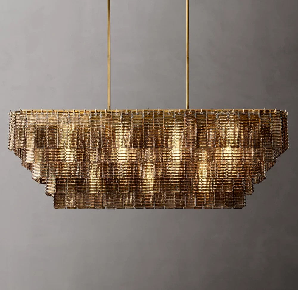 Sirene Smoke Glass Rectangular Chandelier