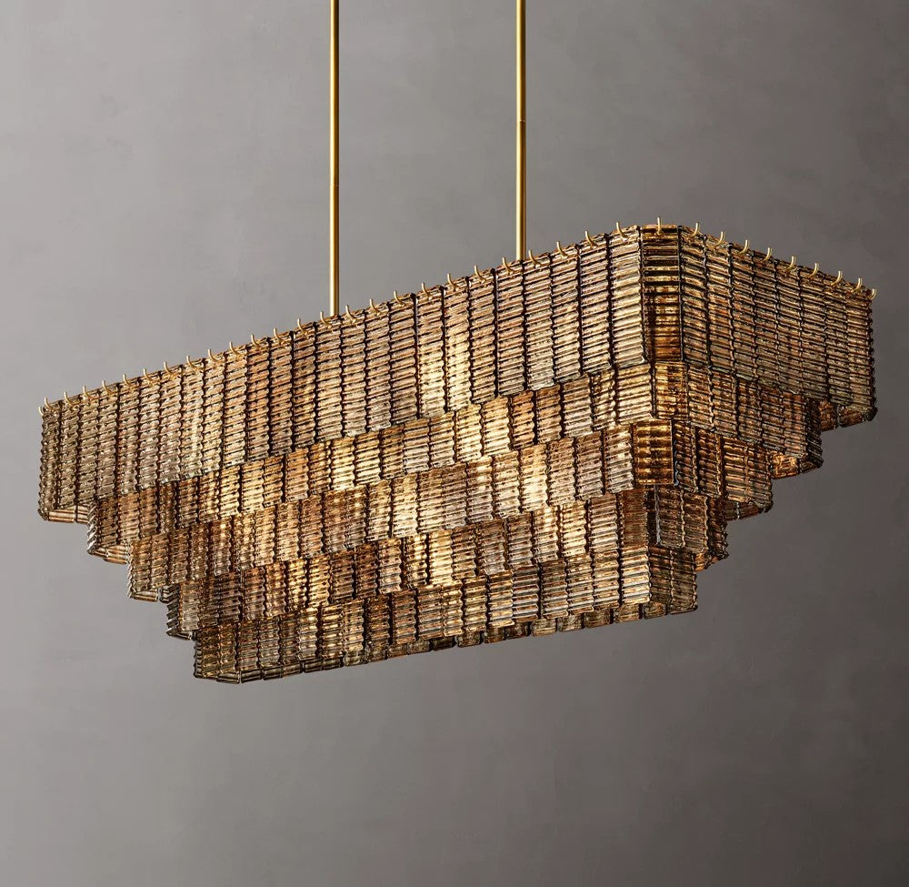 Sirene Smoke Glass Rectangular Chandelier