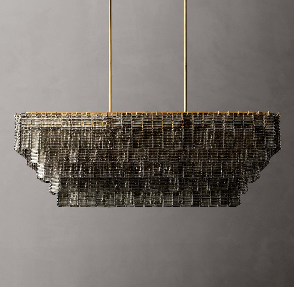 Sirene Smoke Glass Rectangular Chandelier