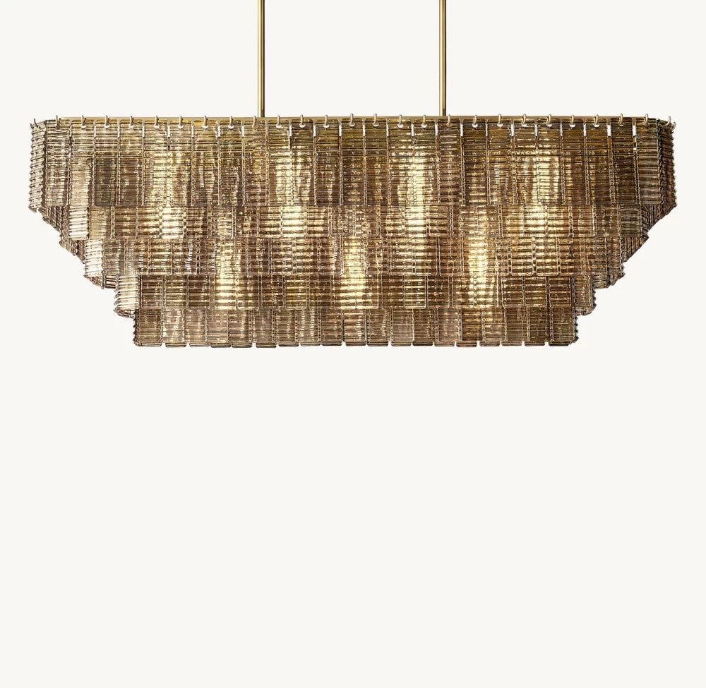 Sirene Smoke Glass Rectangular Chandelier