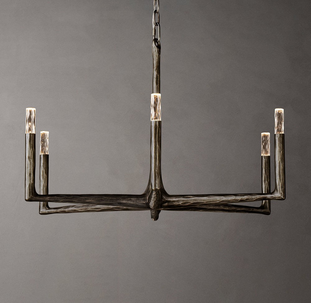 Thaddeus Forged Metal Round Chandelier