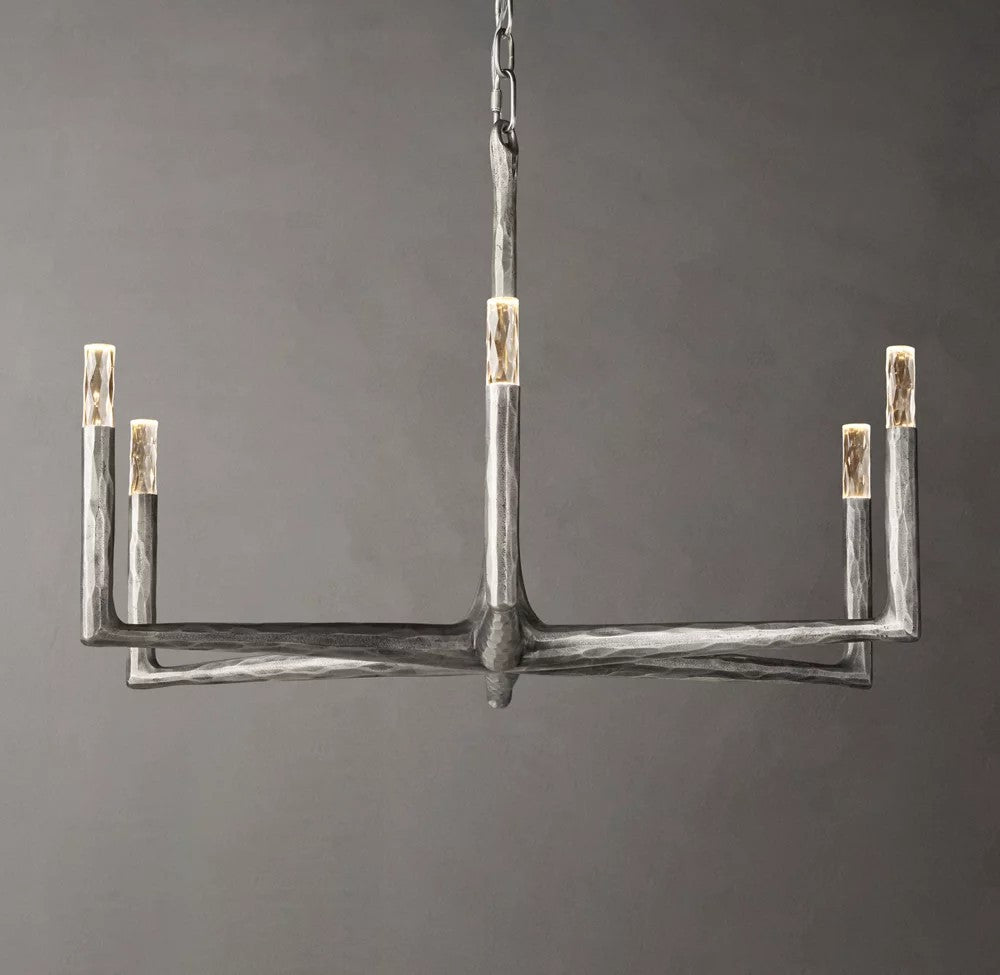 Thaddeus Forged Metal Round Chandelier