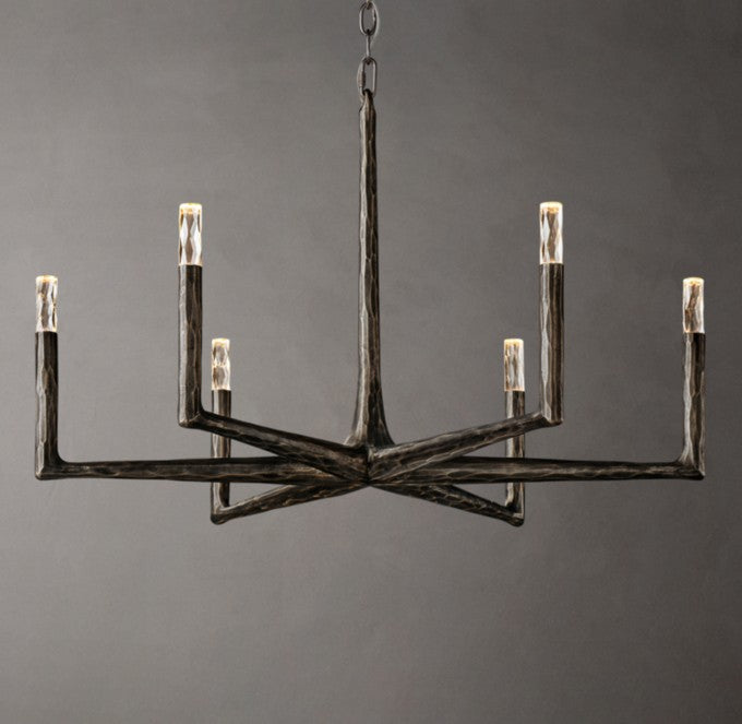 Thaddeus Forged Metal Round Chandelier