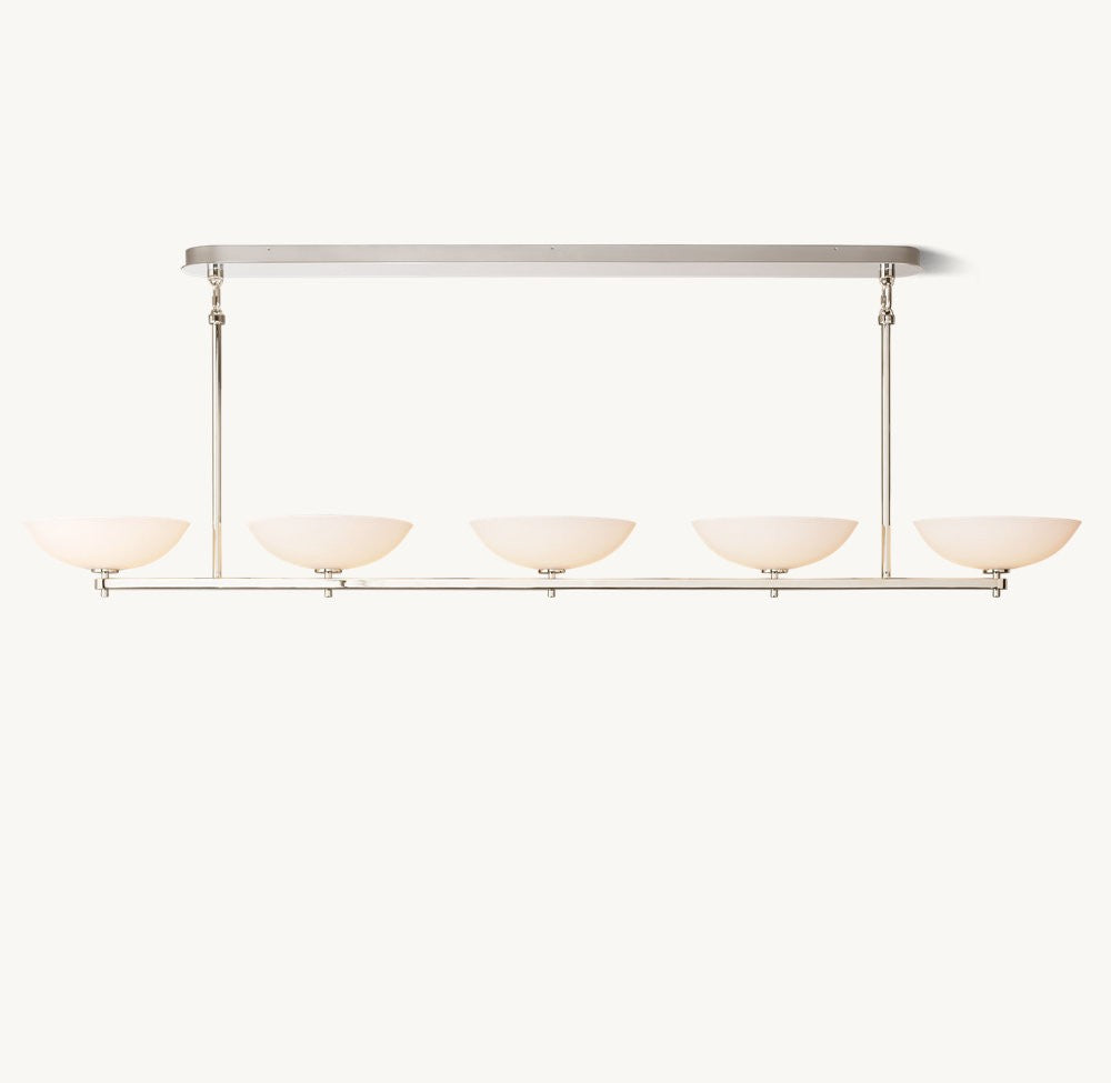 Vernet Linear Brass and Porcelain Chandelier